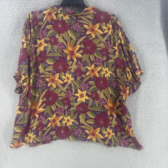 Anna Maxwell Dress Set Womens 24W Colorful Floral Button Shirt 90s Flowy Tropica - Picture 12 of 15